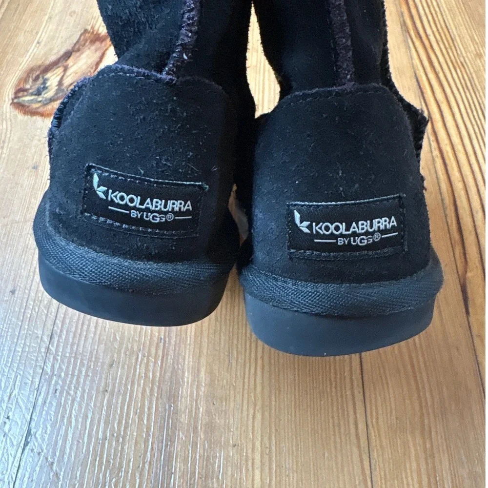 Koolaburra by UGG Victoria Boots Kids‎ Black Suede Faux Fur 1019 SIZE 4